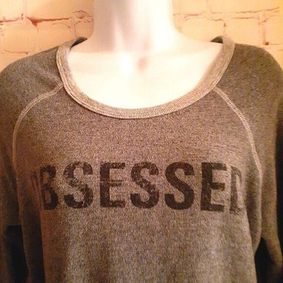 Sundry Gray Oversized "Obsessed" Graphic Sweatshirt sz.0/XS MSRP $72 - Picture 3 of 6